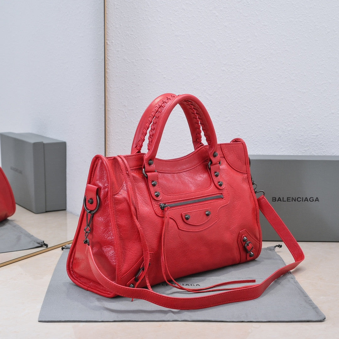 Balenciaga Le City red leather bag
