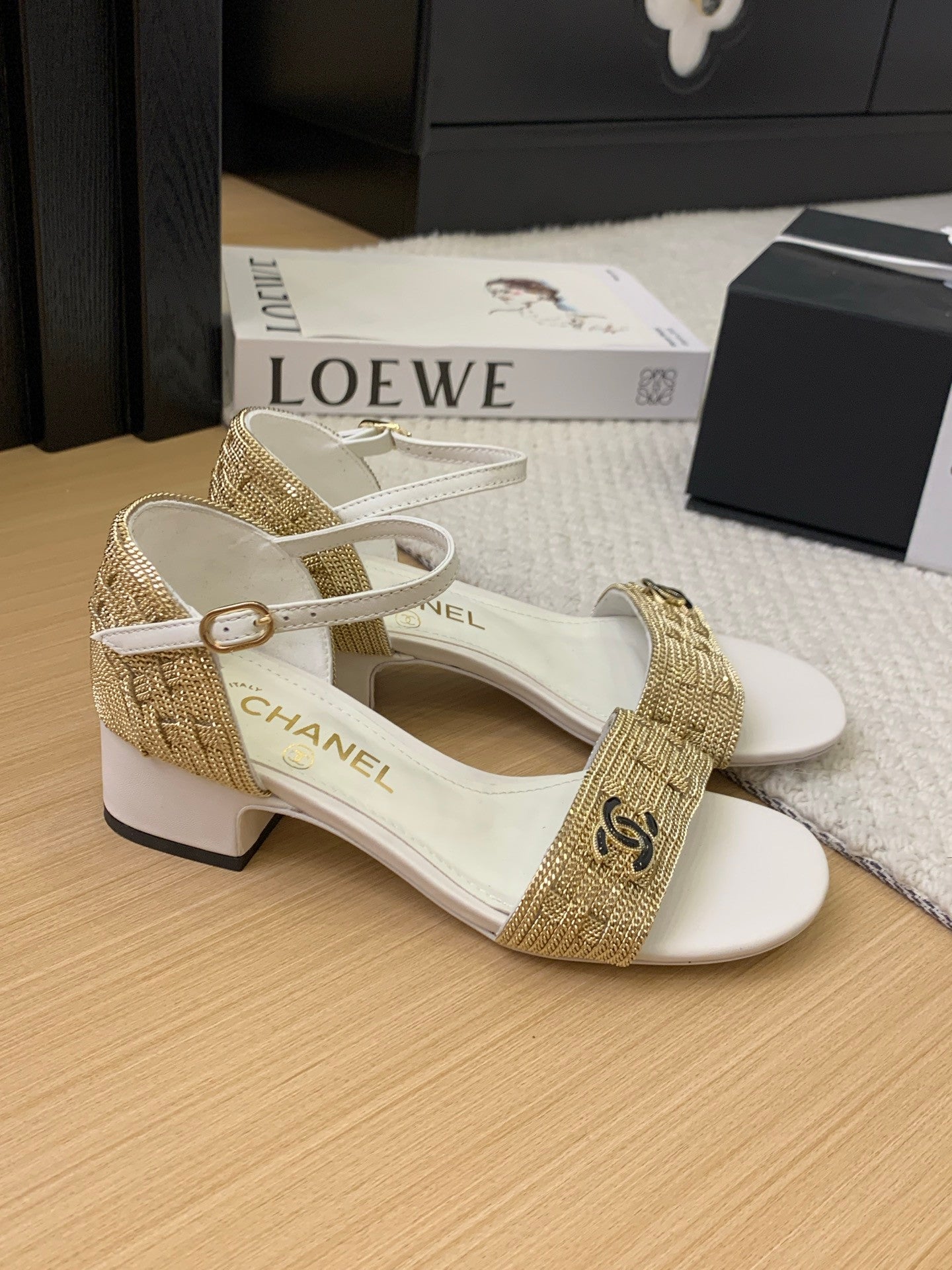 Chanel sandals gold