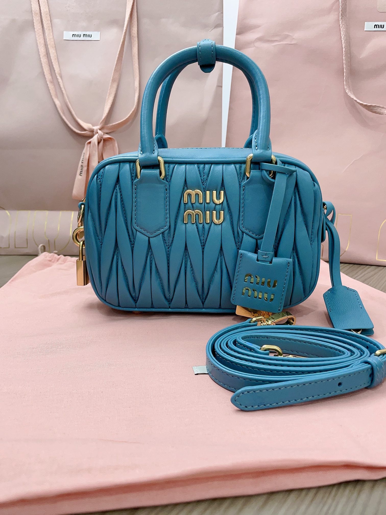Miu Miu Matelasse bag blue