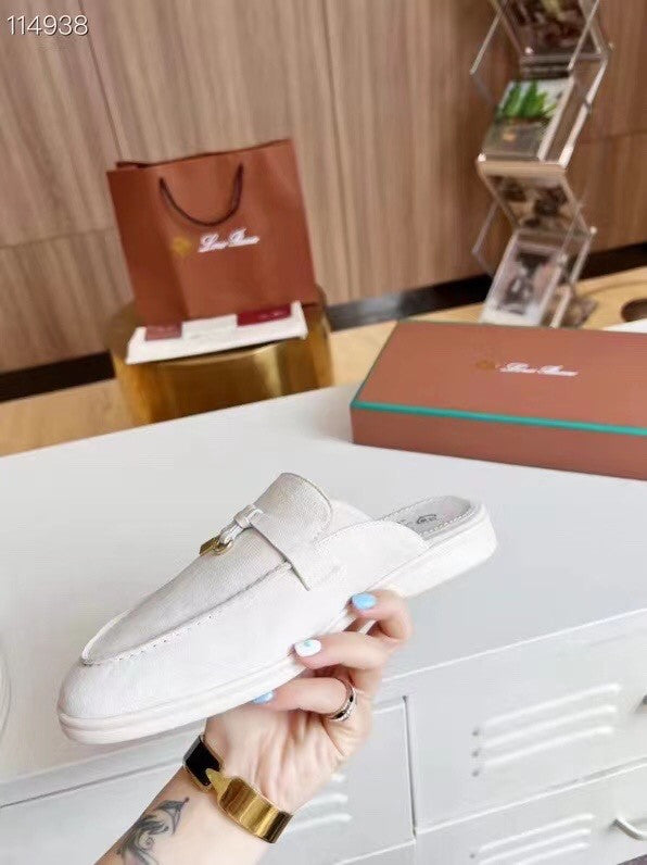 Loro Piana mules white