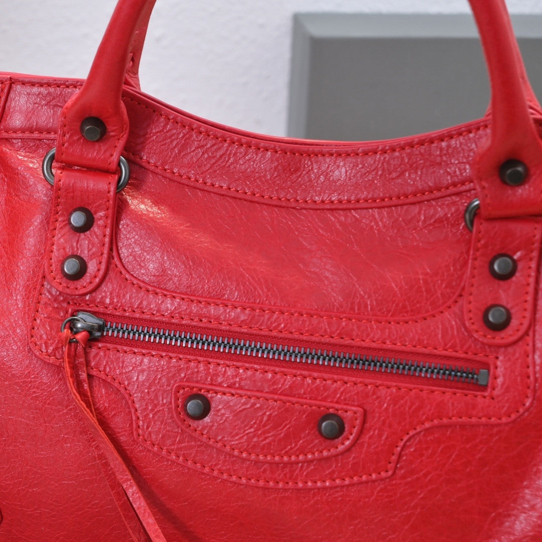 Balenciaga Le City red leather bag