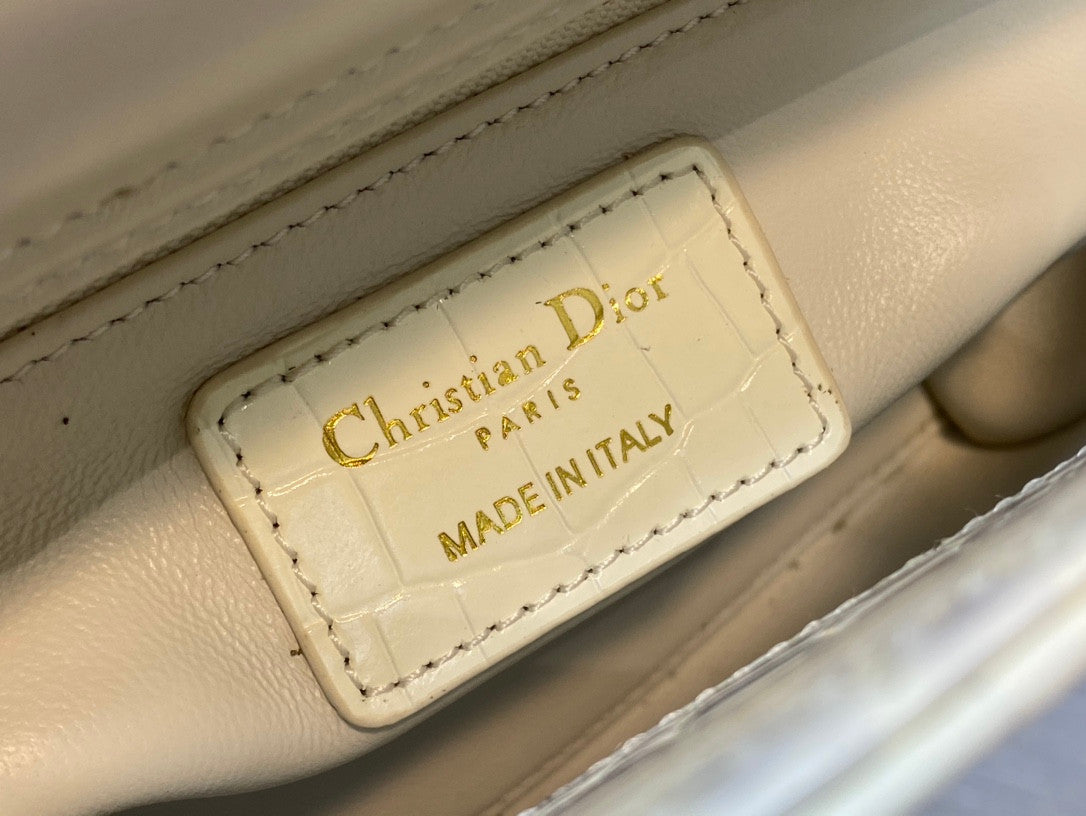Lady Dior Bag In White Croco