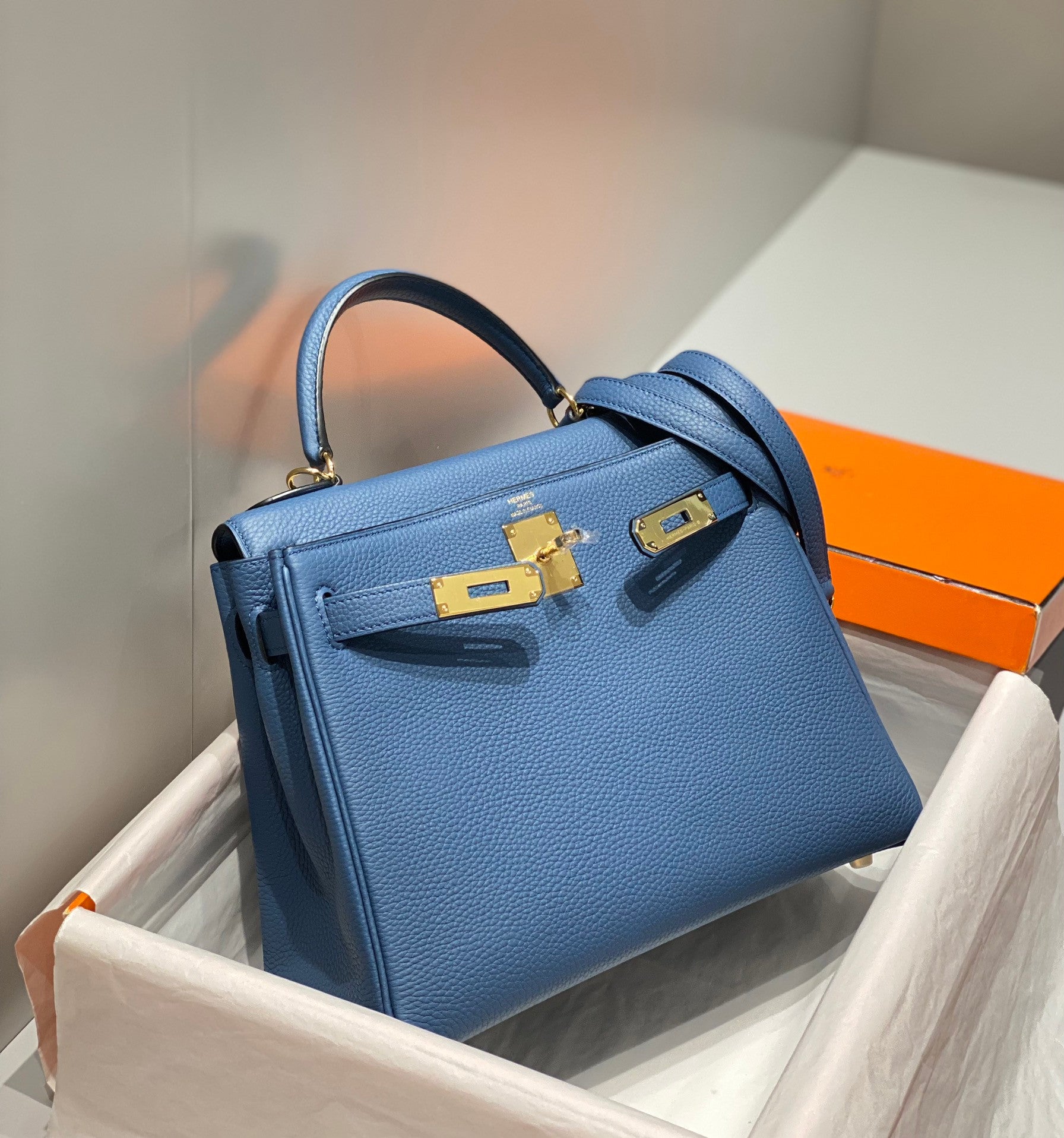 Hermes Kelly Agate Blue