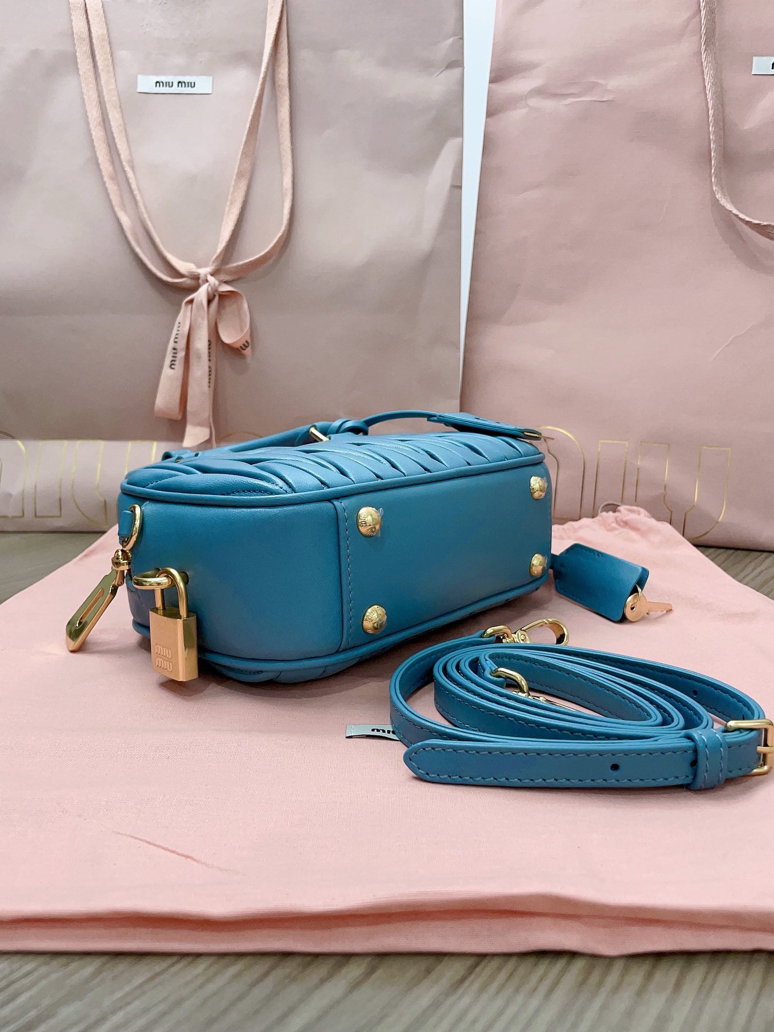 Miu Miu Matelasse bag blue