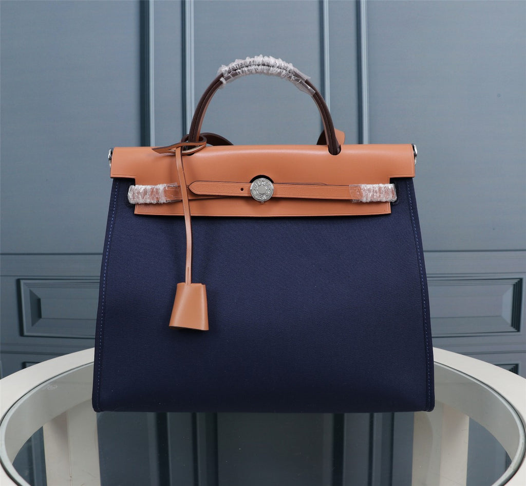 Hermes Herbag dark blue canvas