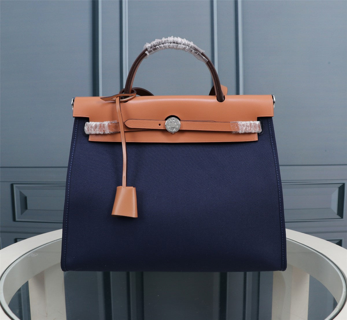 Hermes Herbag dark blue canvas