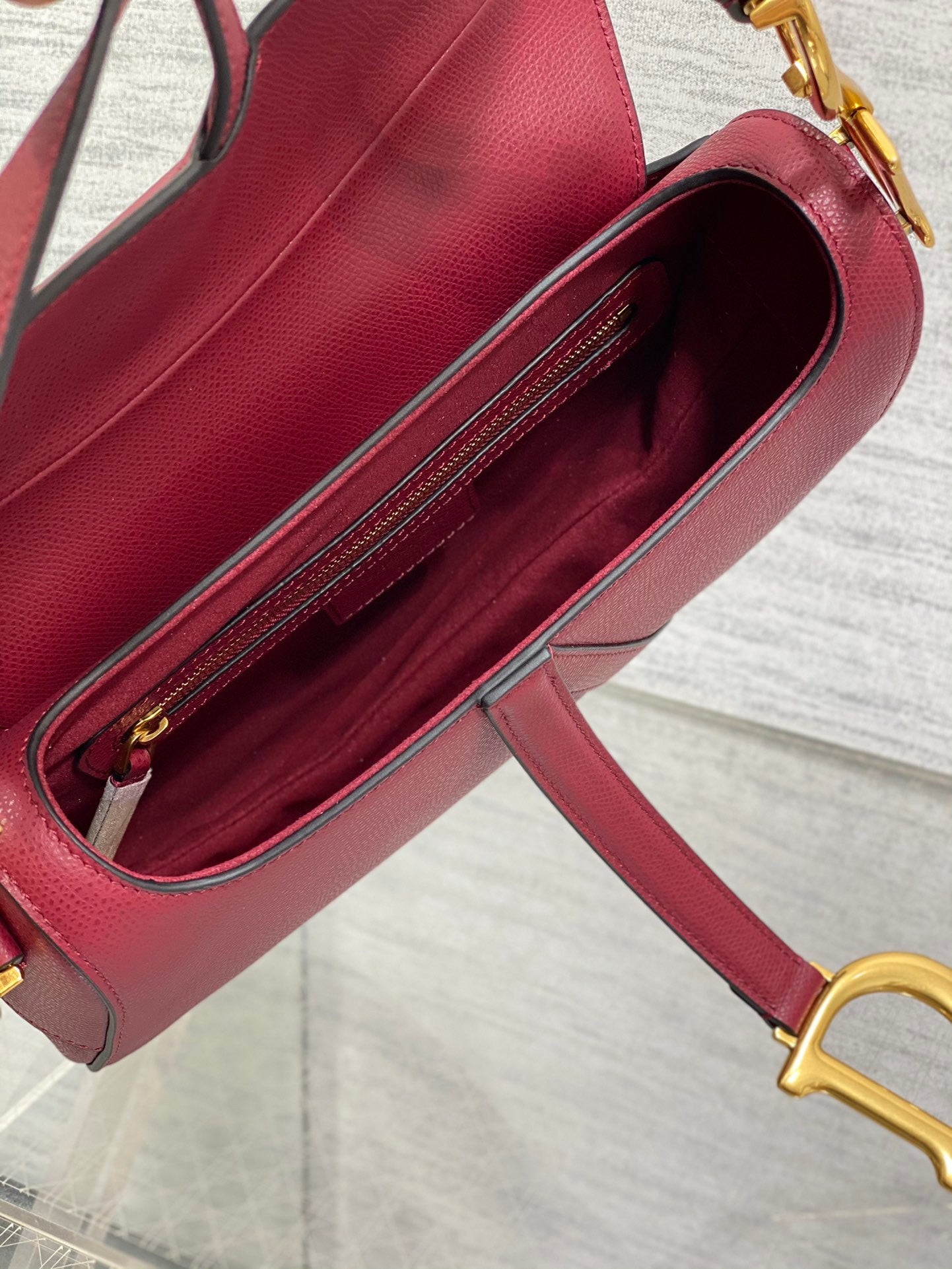 Dior Saddle Bag In Burgundy