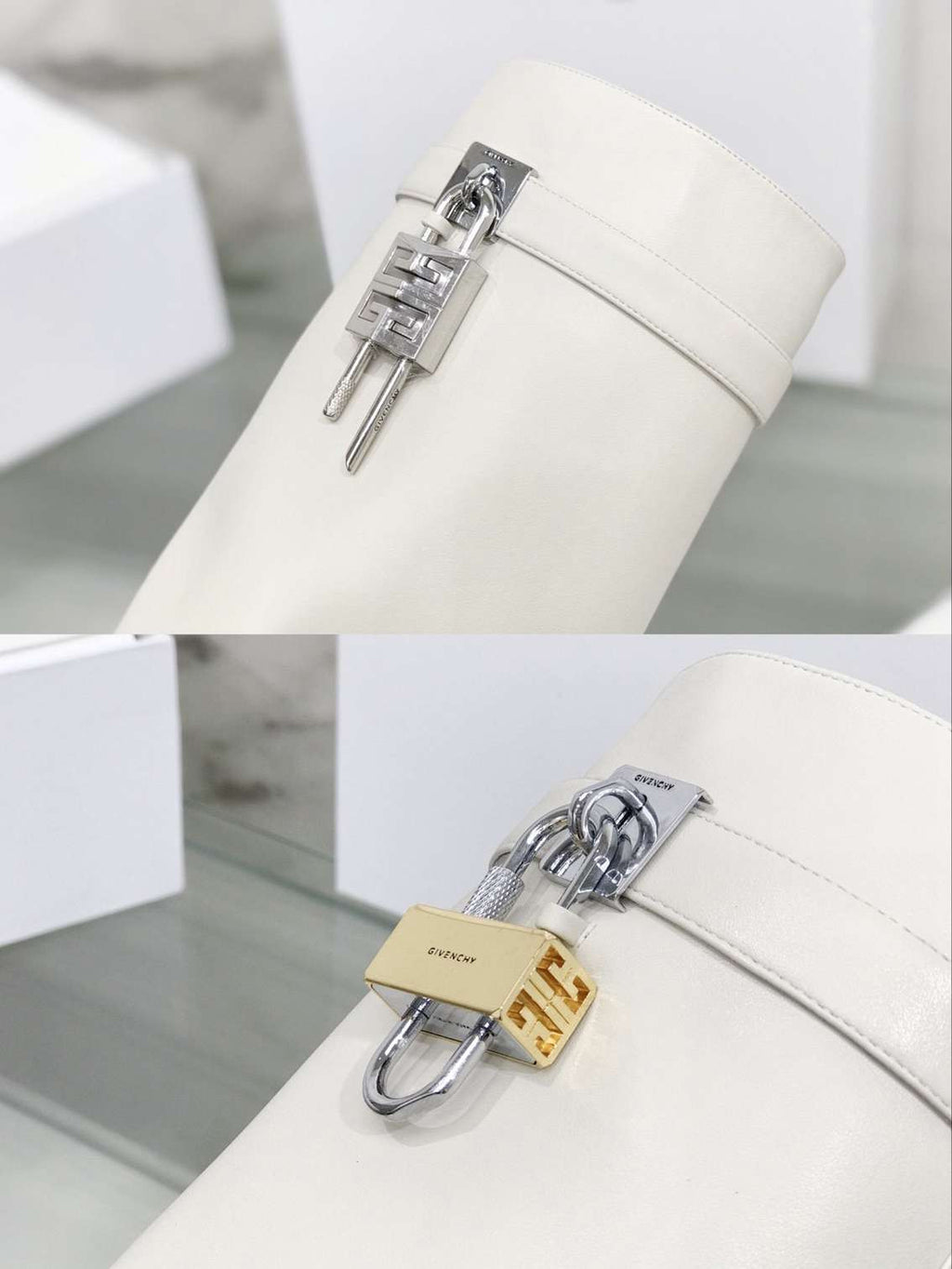 Ghete Givenchy Shark Lock albe