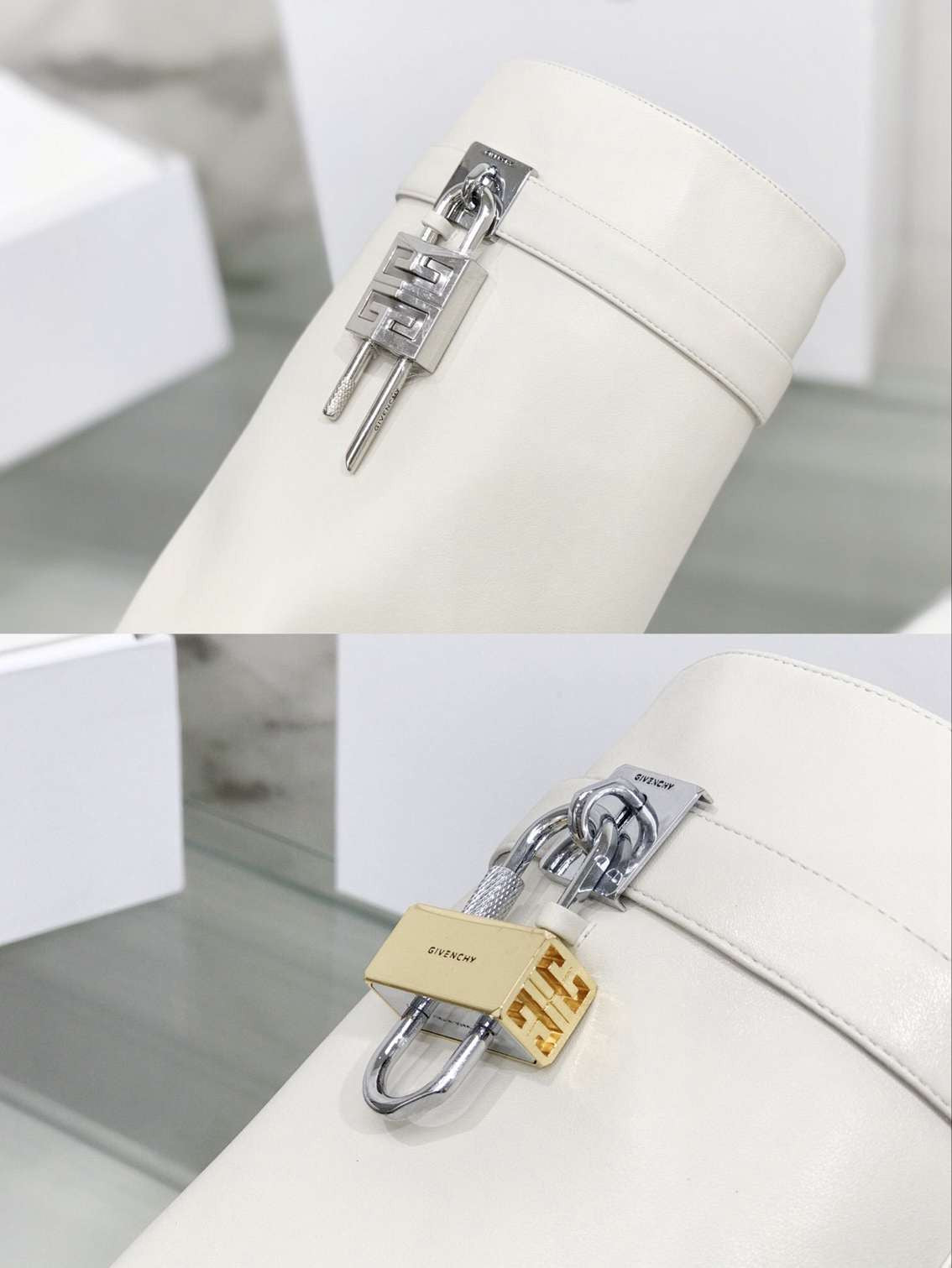 Ghete Givenchy Shark Lock albe
