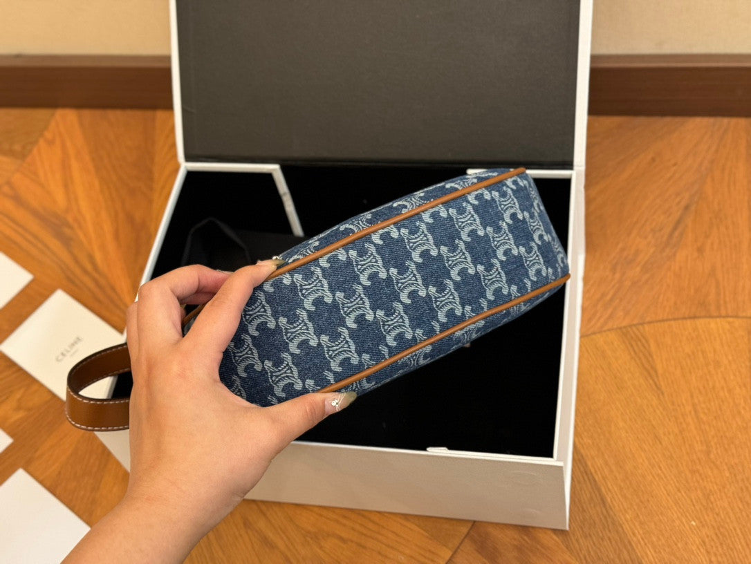 Celine Ava Shoulder Bag In Denim