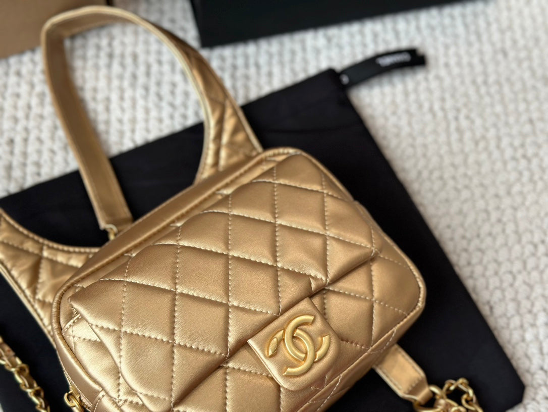Chanel Backpack In Gold