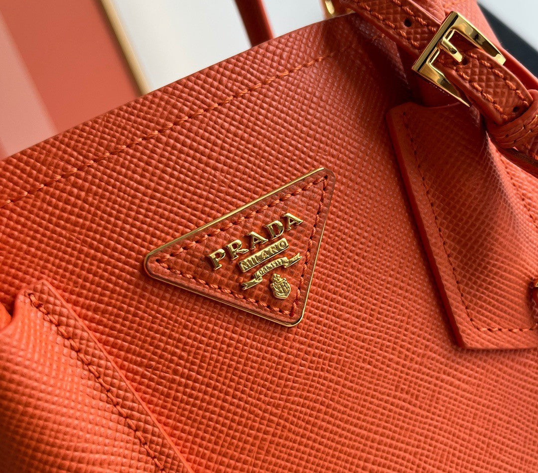 Mini Bag In Orange Saffiano Leather