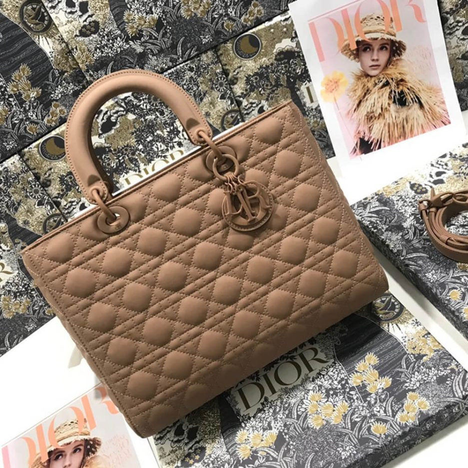 Large Lady Dior Bag in Nude