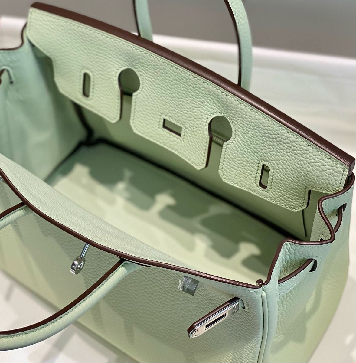 Hermes Birkin In Vert Fizz Clemence Leather PHW