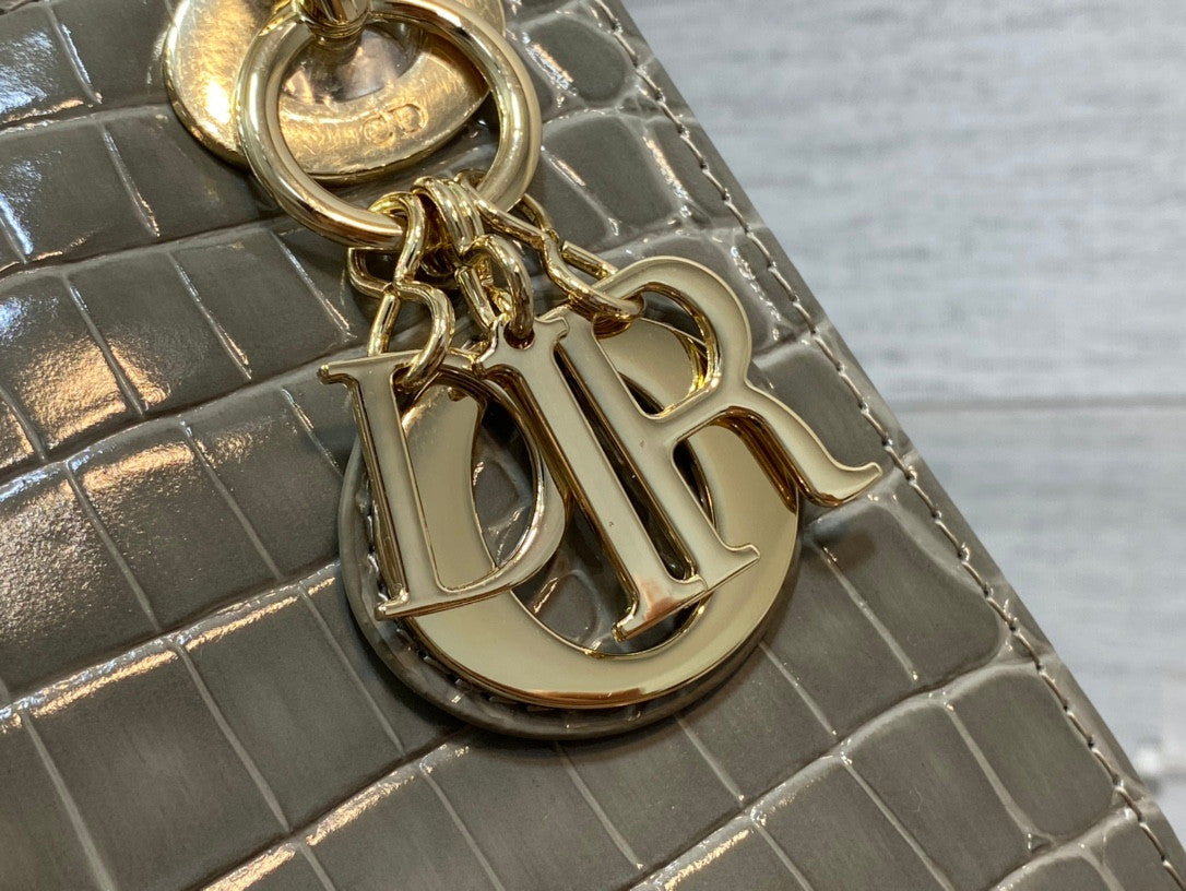 Lady Dior Bag In Grey Croco