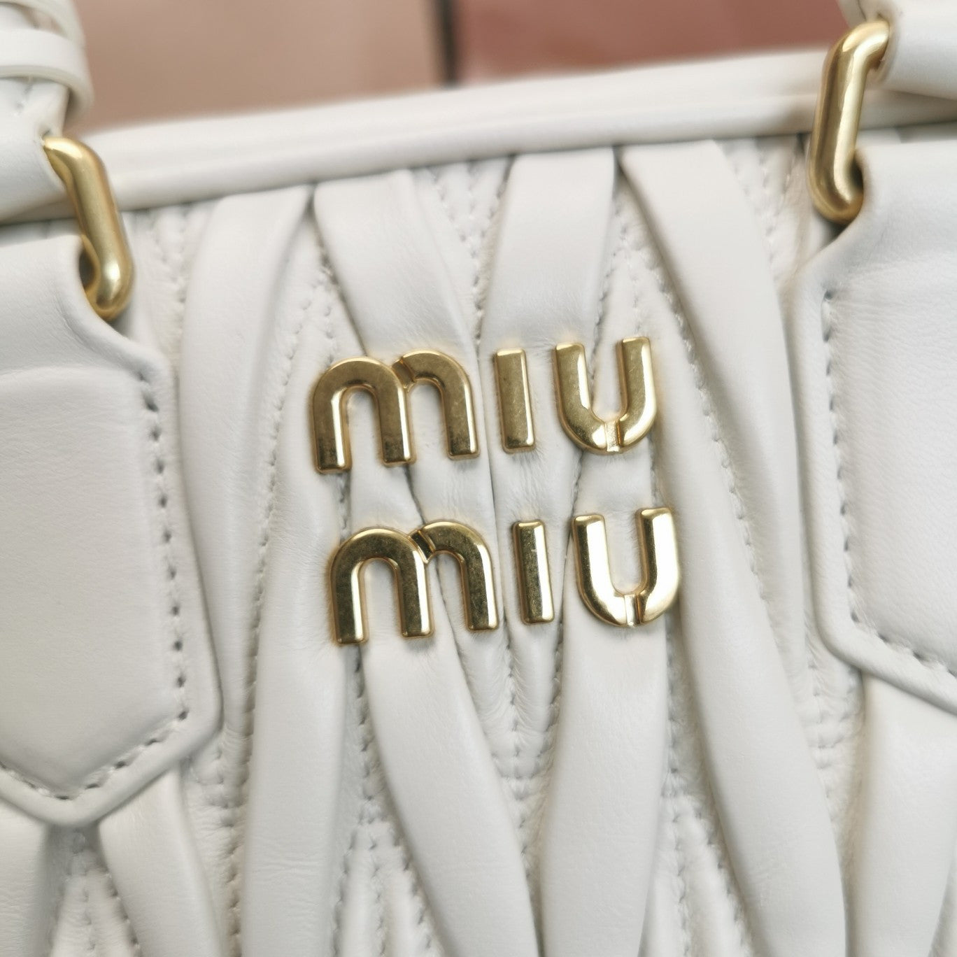 Miu Miu Metalasse white bag