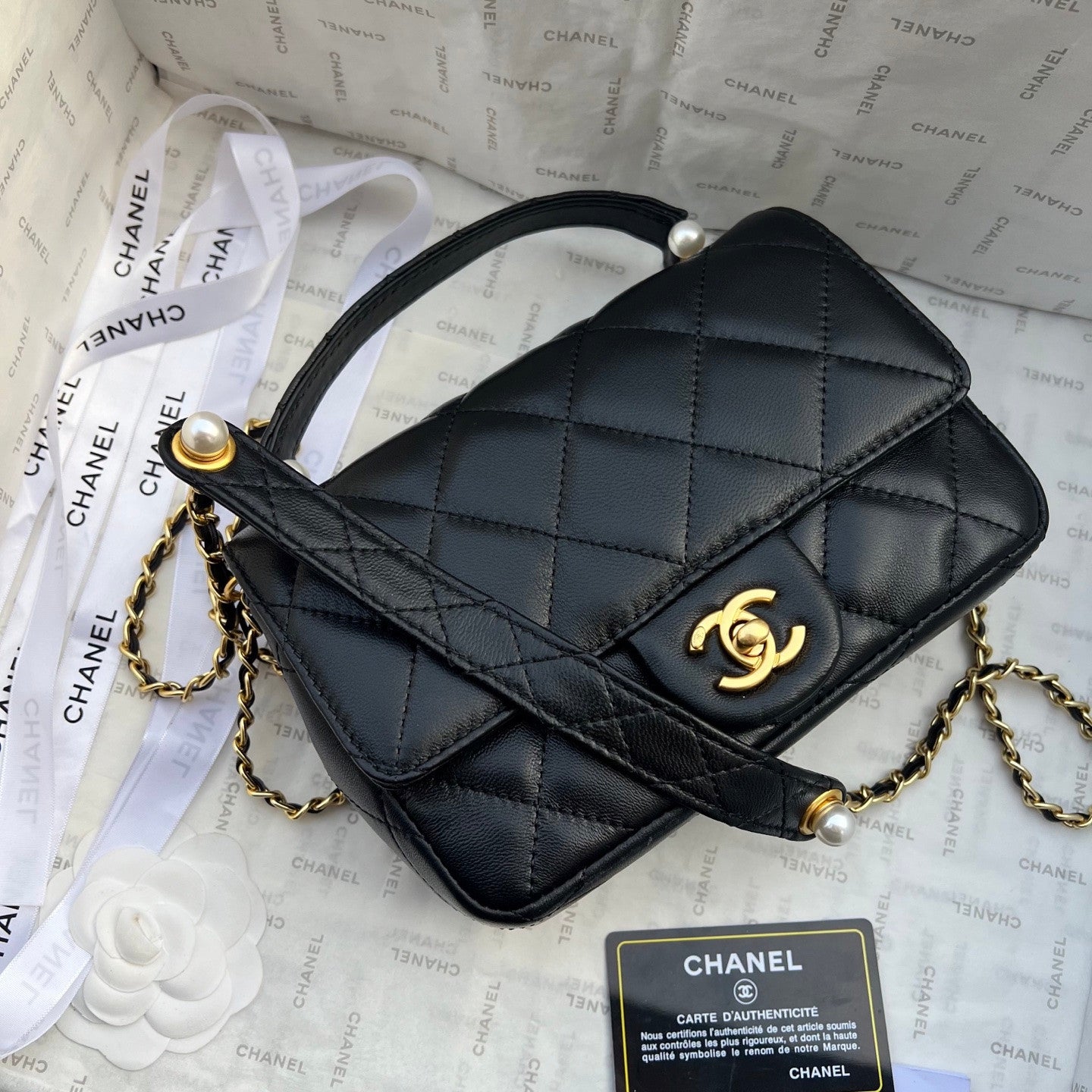 Chanel bag handle black