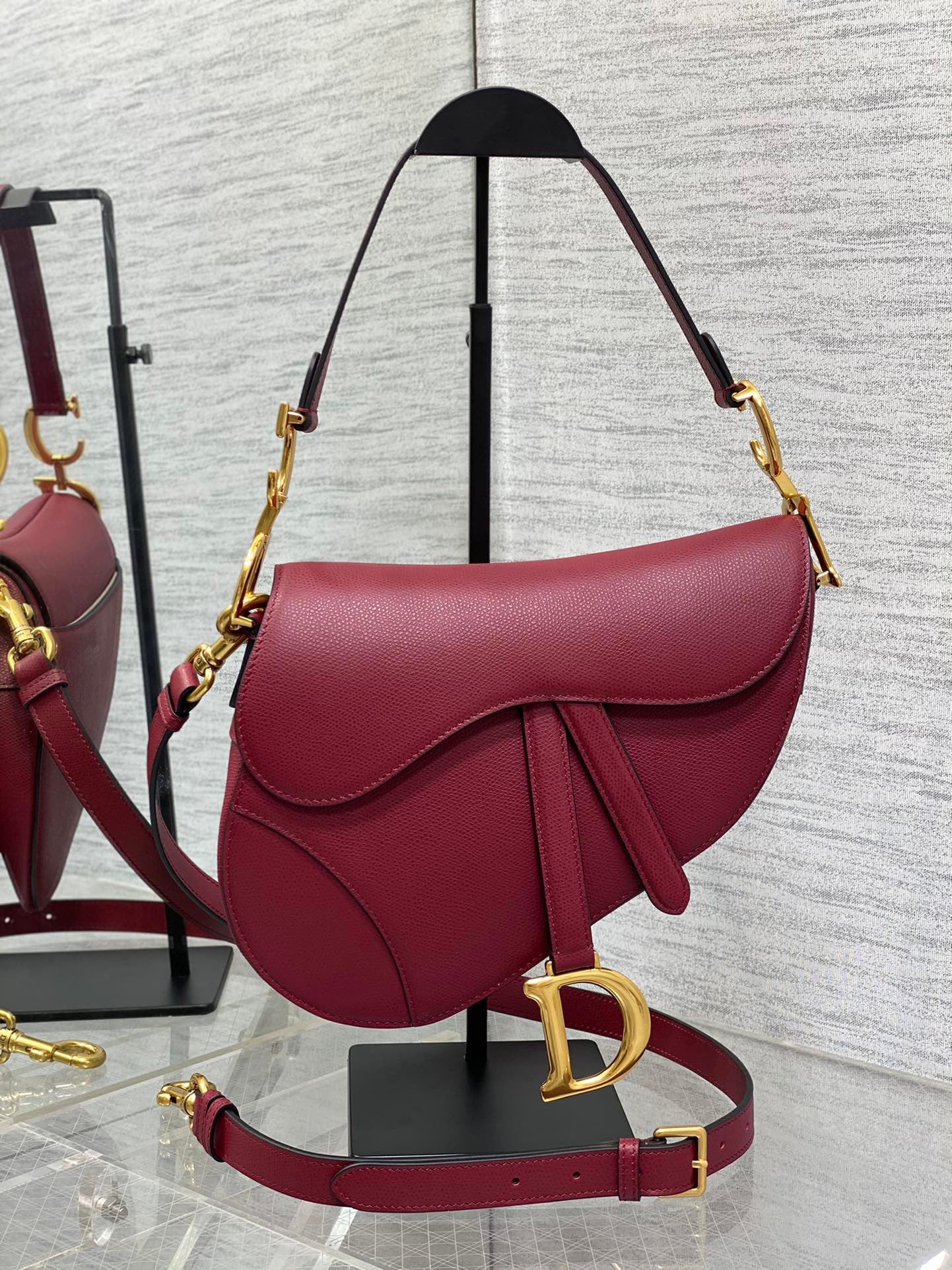 Dior Saddle Bag In Burgundy