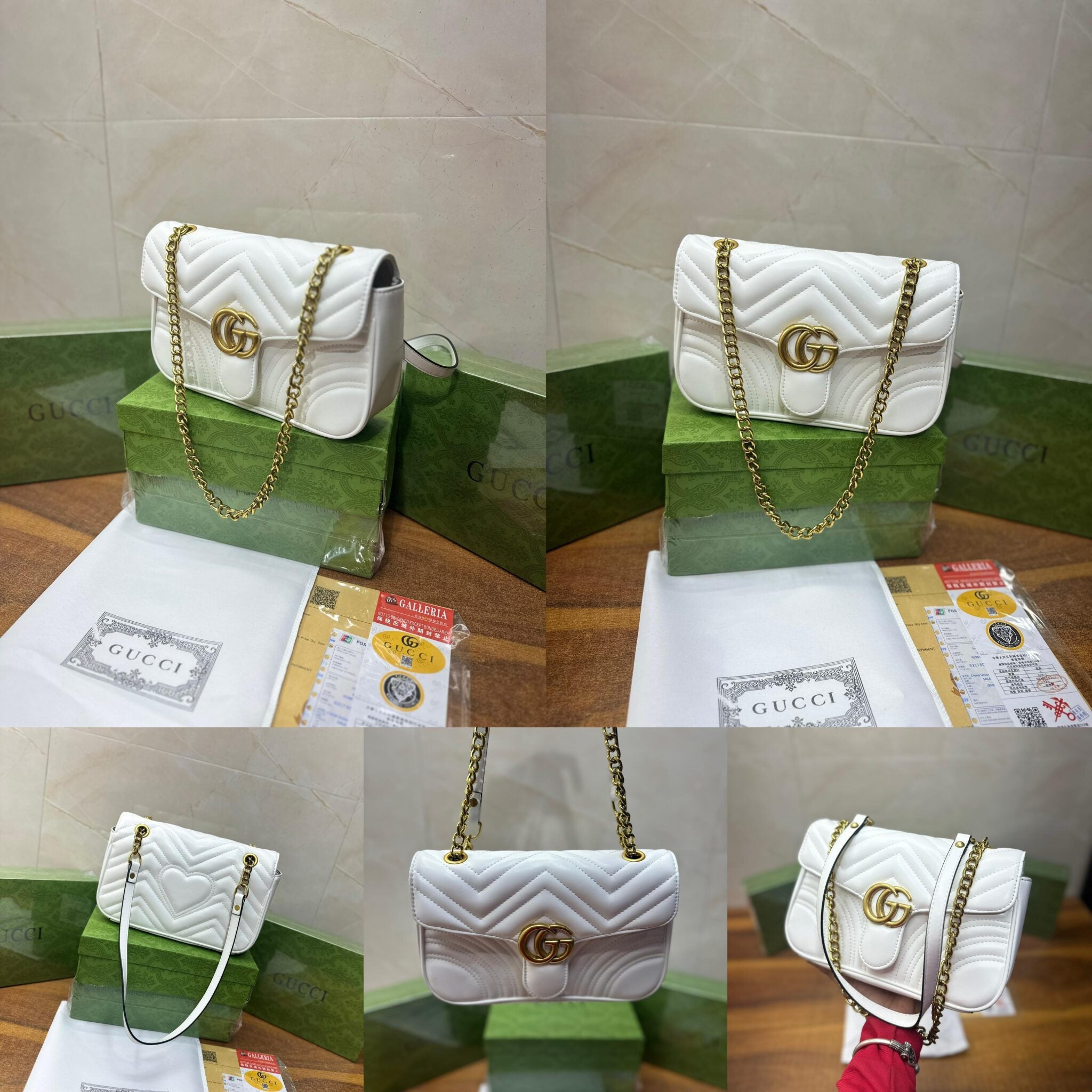Gucci marmont white clutch