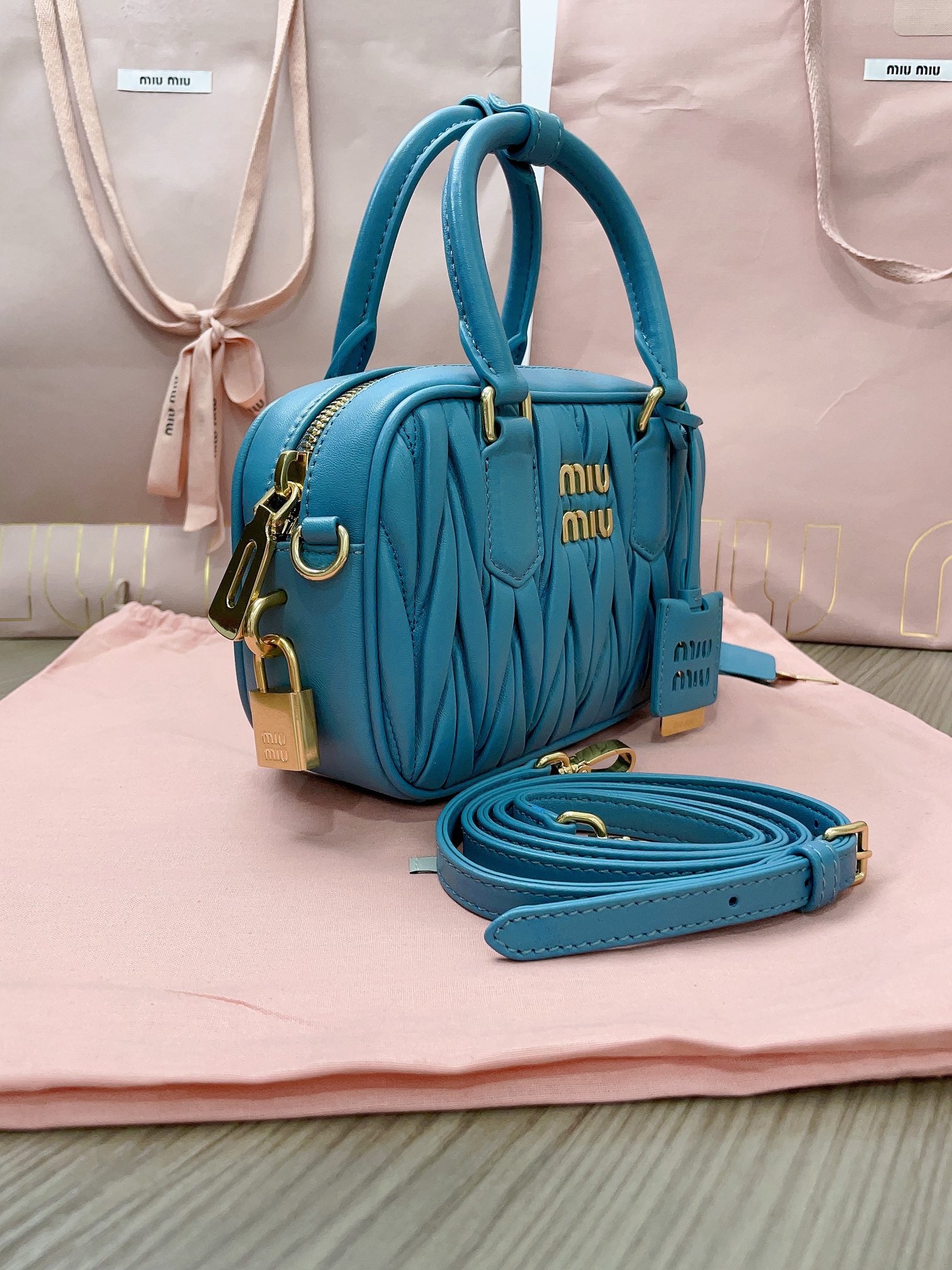 Miu Miu Matelasse bag blue