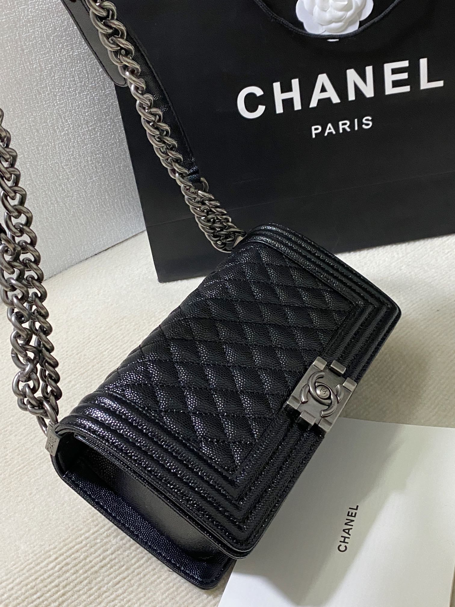 Chanel Leboy caviar leather black bag