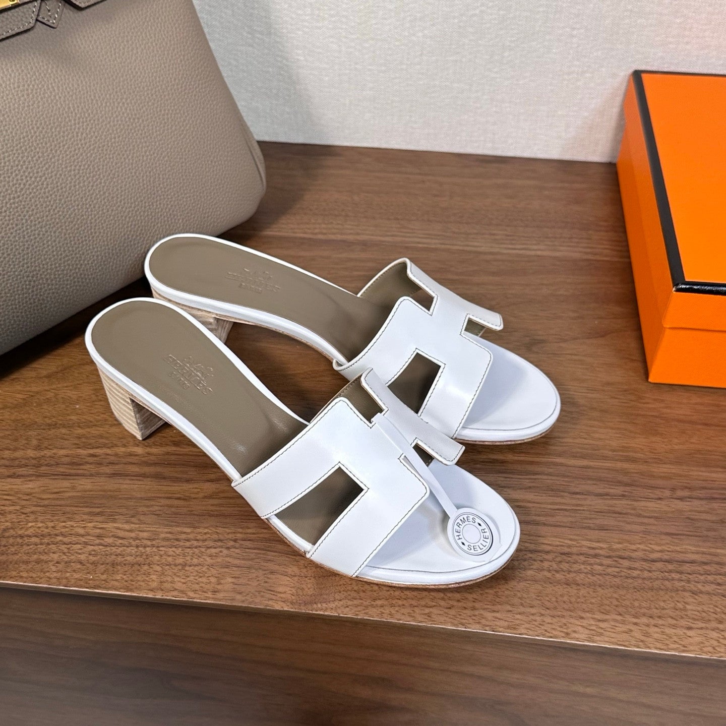 Hermes sandals white