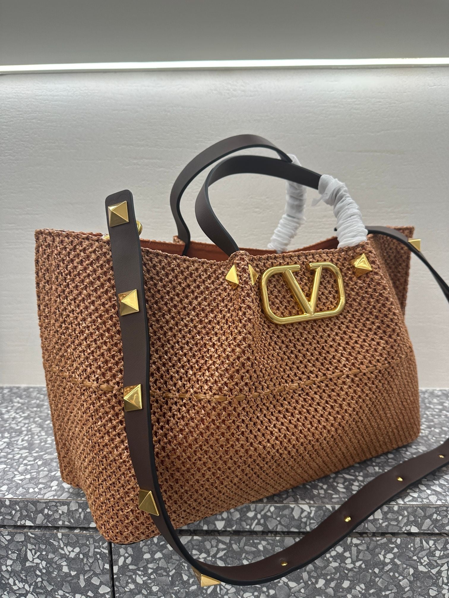 Valentino raffia shopper bag