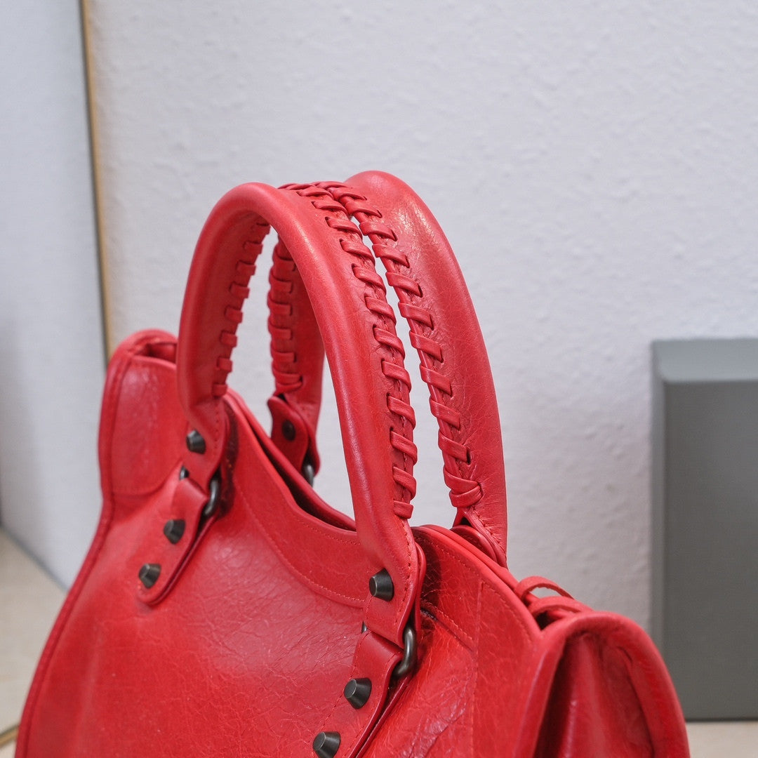 Balenciaga Le City red leather bag