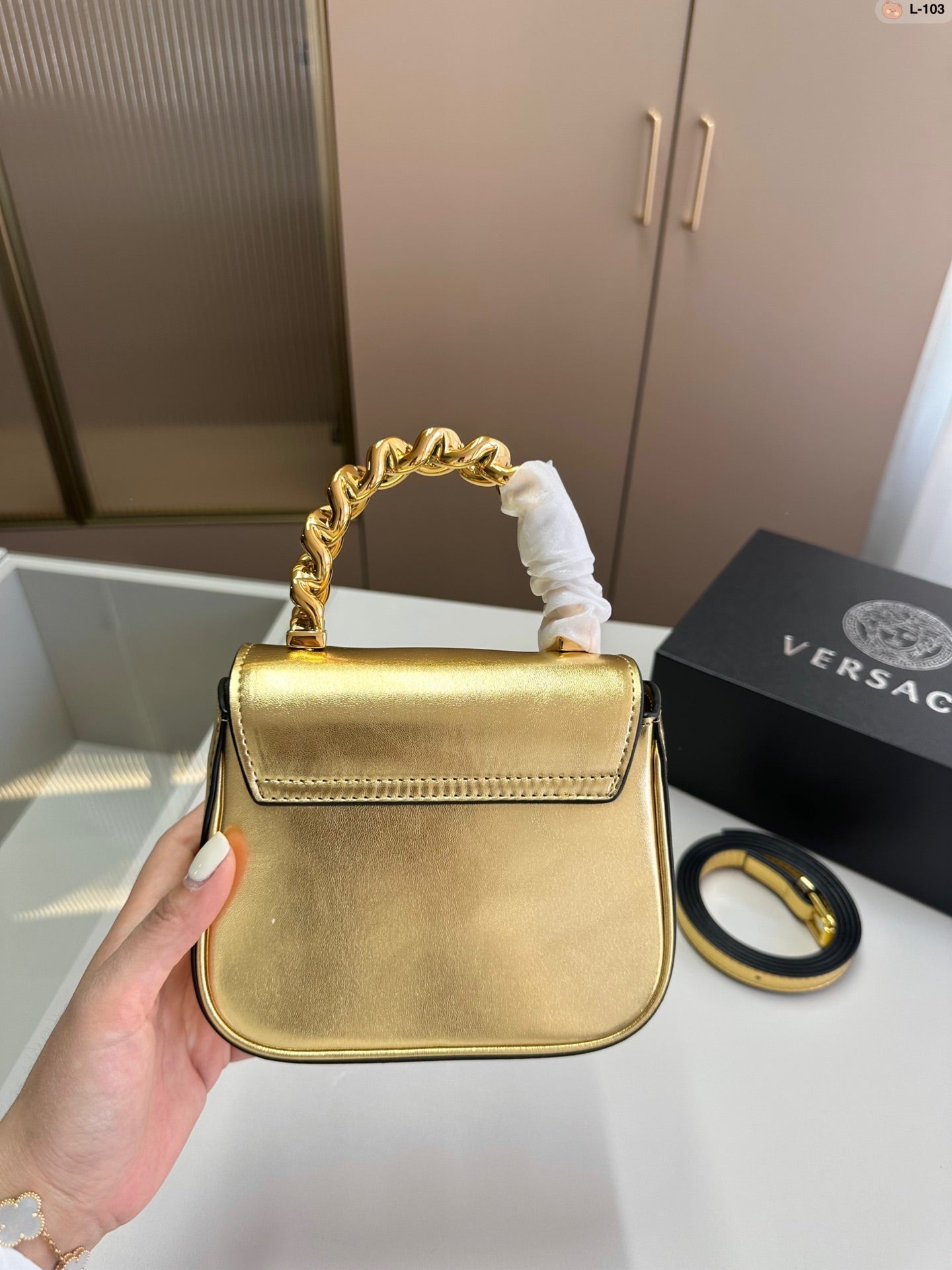 Geantă Versace Mini aurie