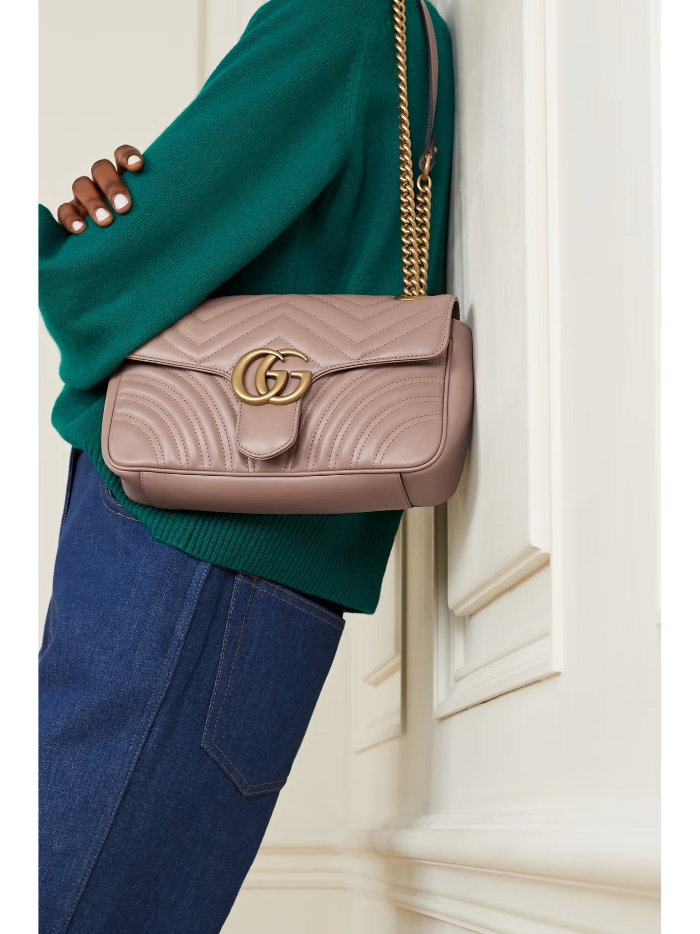 GG Marmont nude quilted shoulder bag