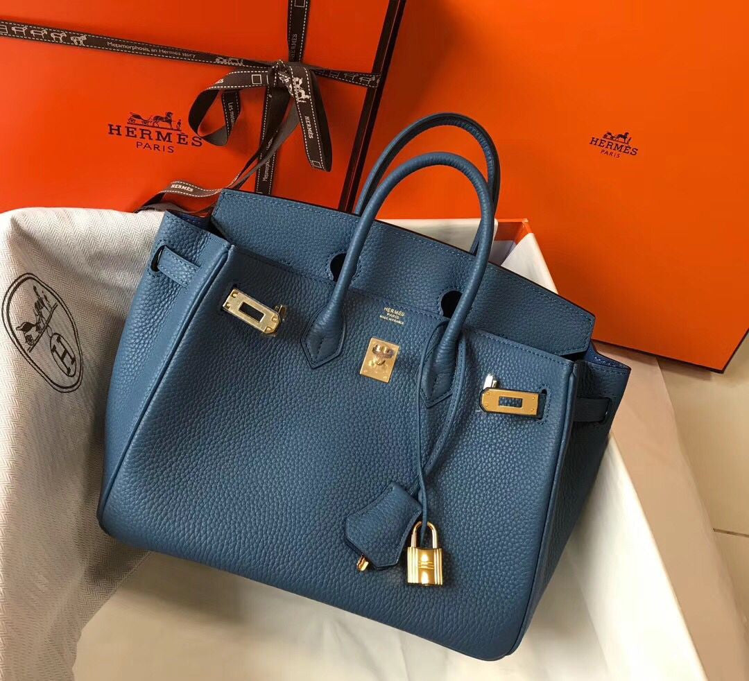 Hermes Birkin In Blue Agate Clemence Leather GHW