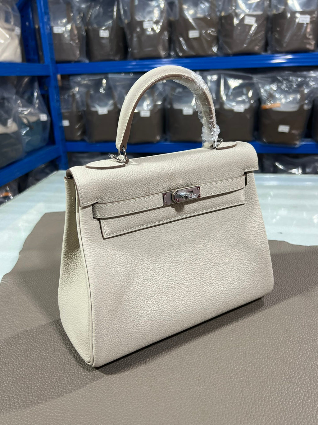 Hermes Kelly Epsom white leather