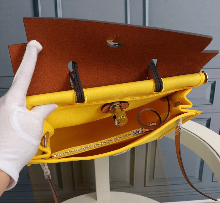 Hermes Herbag yellow canvas