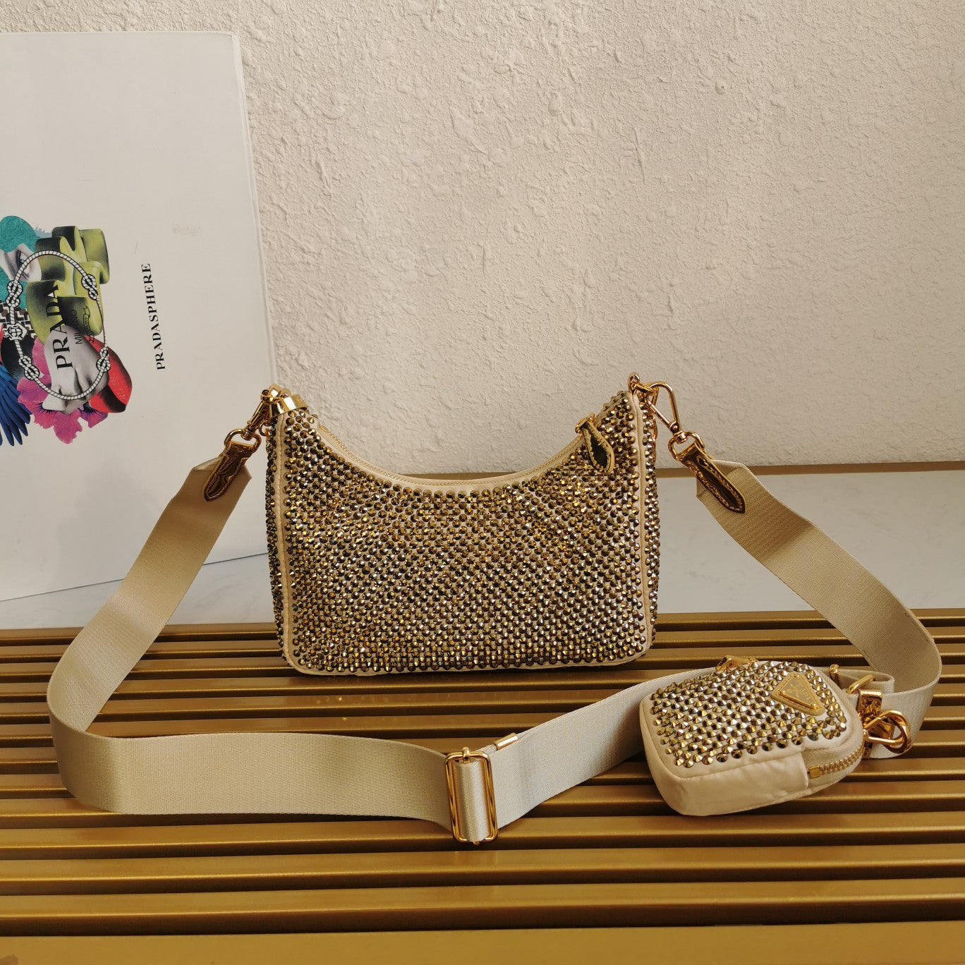 Re-Edition 2005 Shoulder Bag in Satin & Crystals
