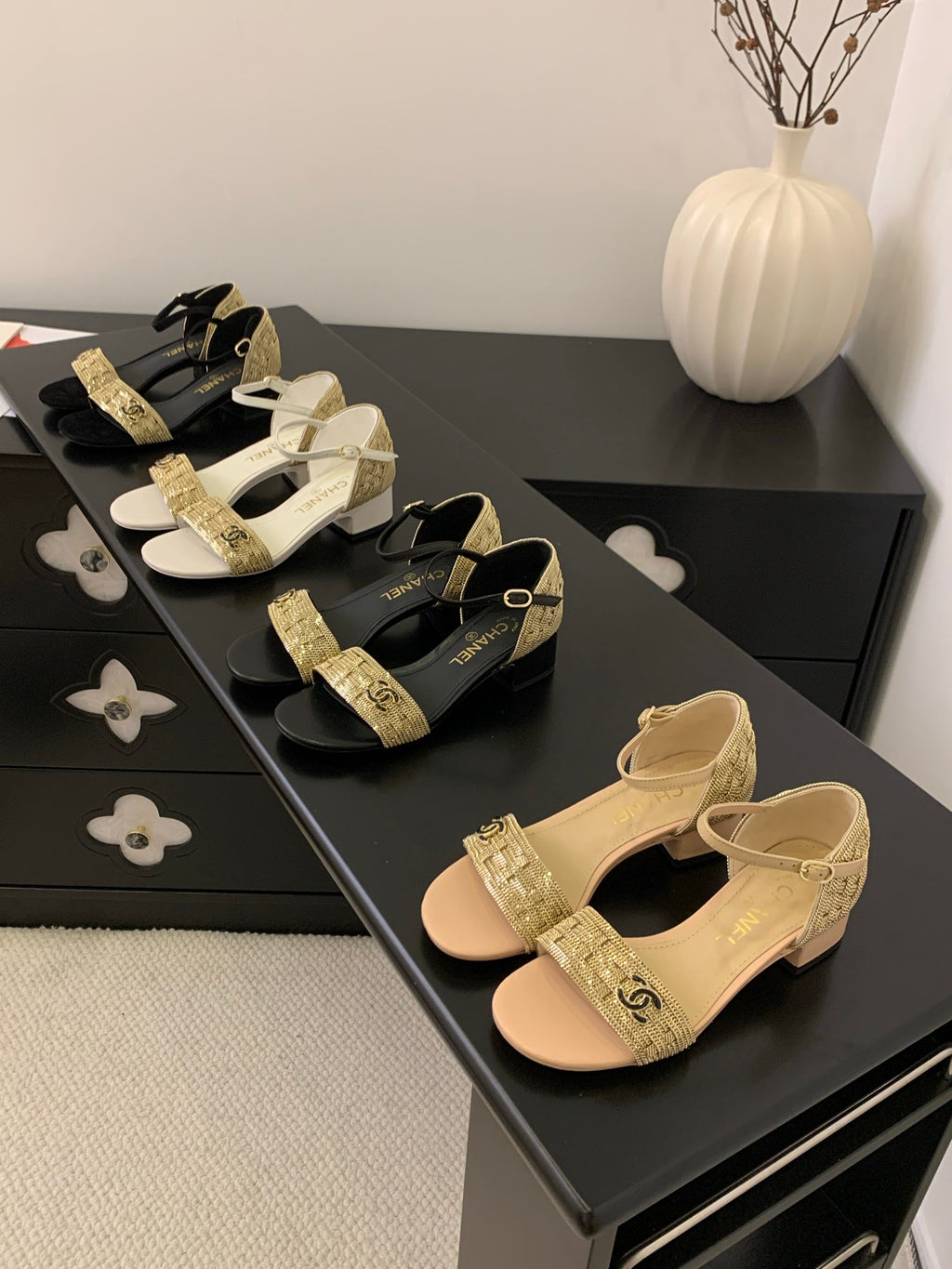 Chanel sandals gold