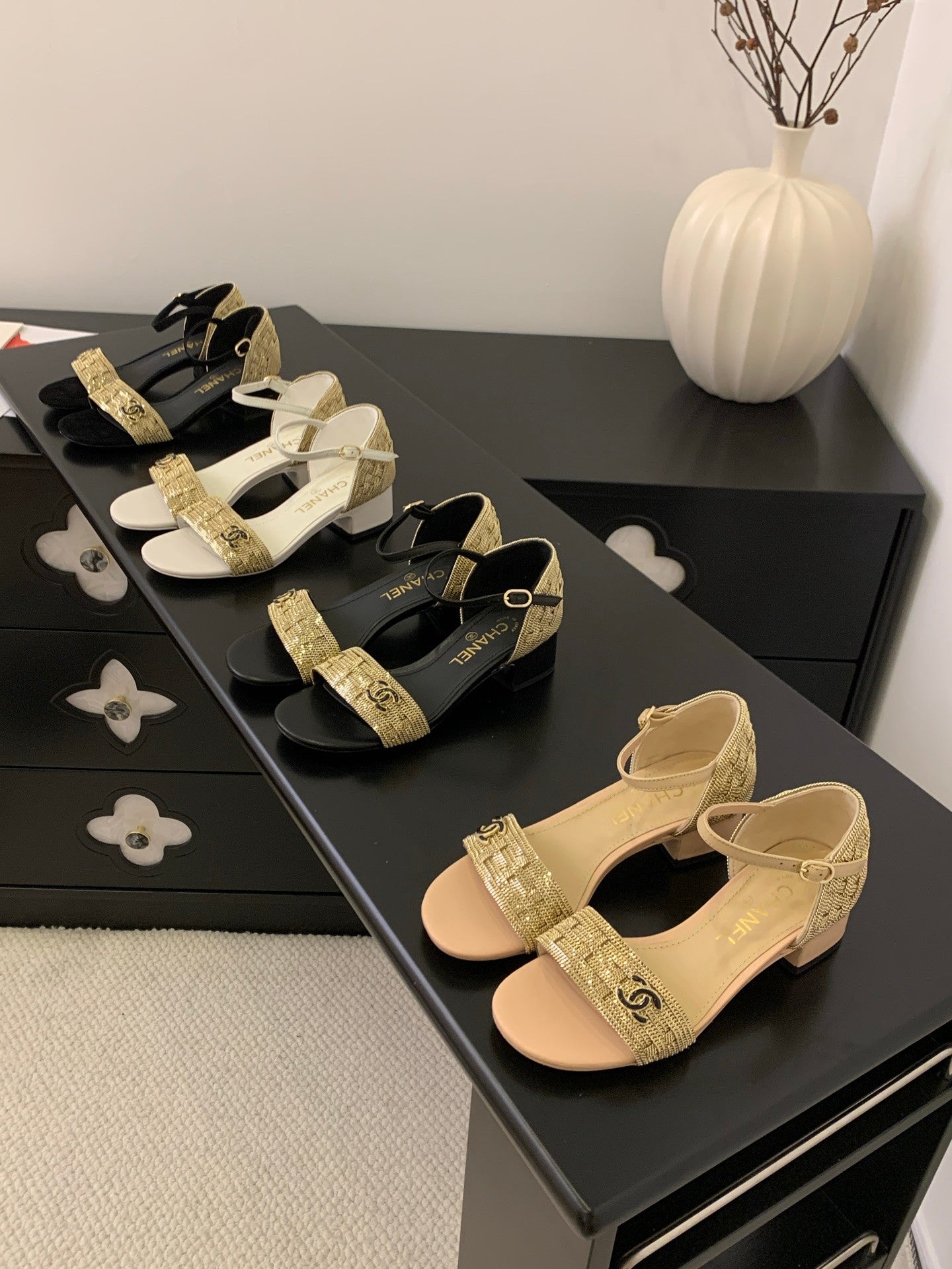 Chanel sandals gold