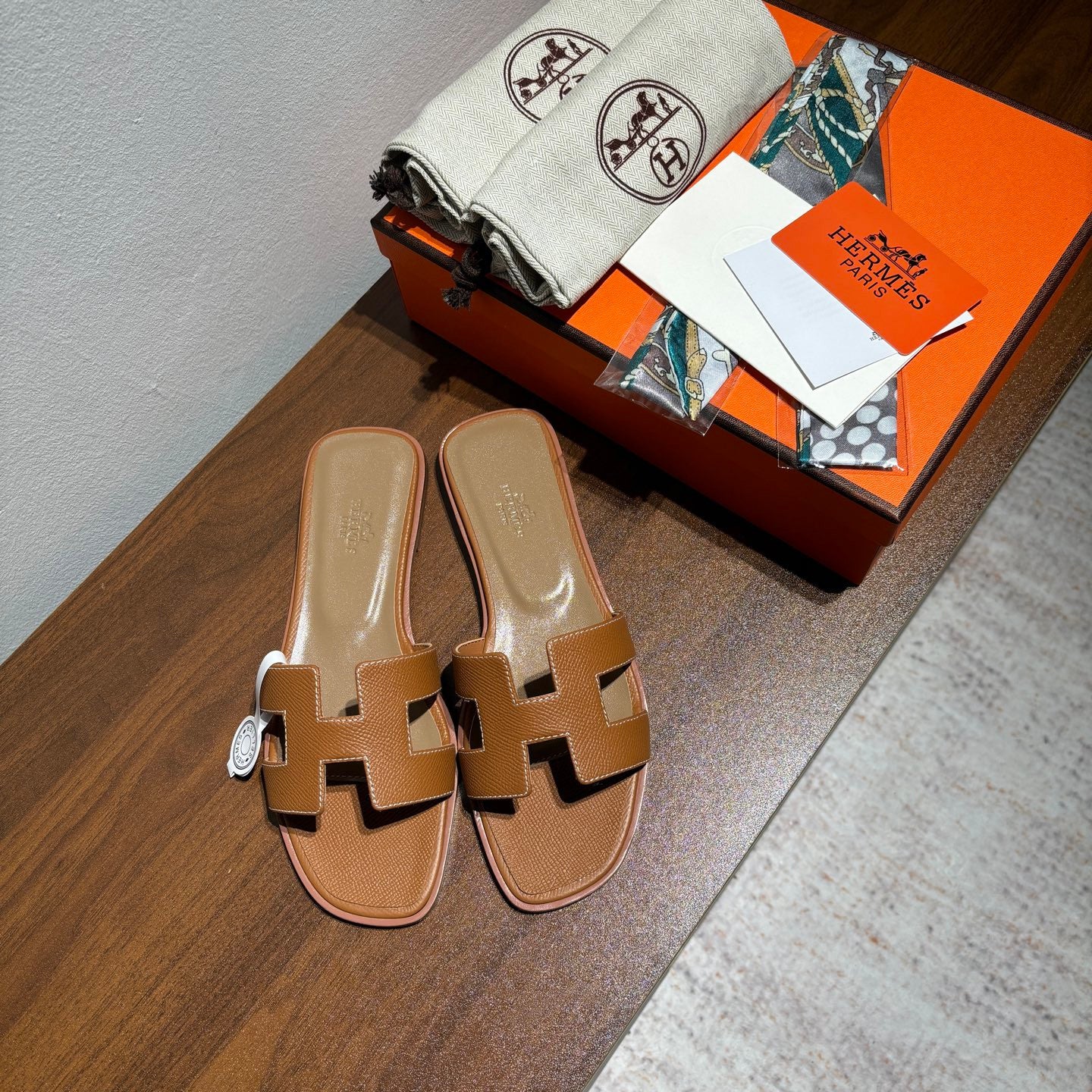 Hermes sandals tan