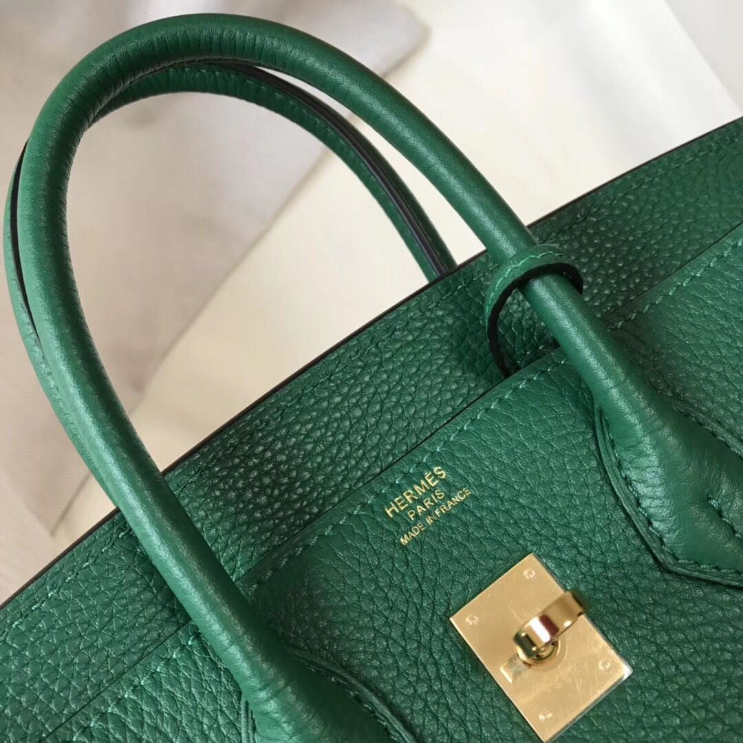 Hermes Birkin In Vert Vertigo Clemence Leather GHW