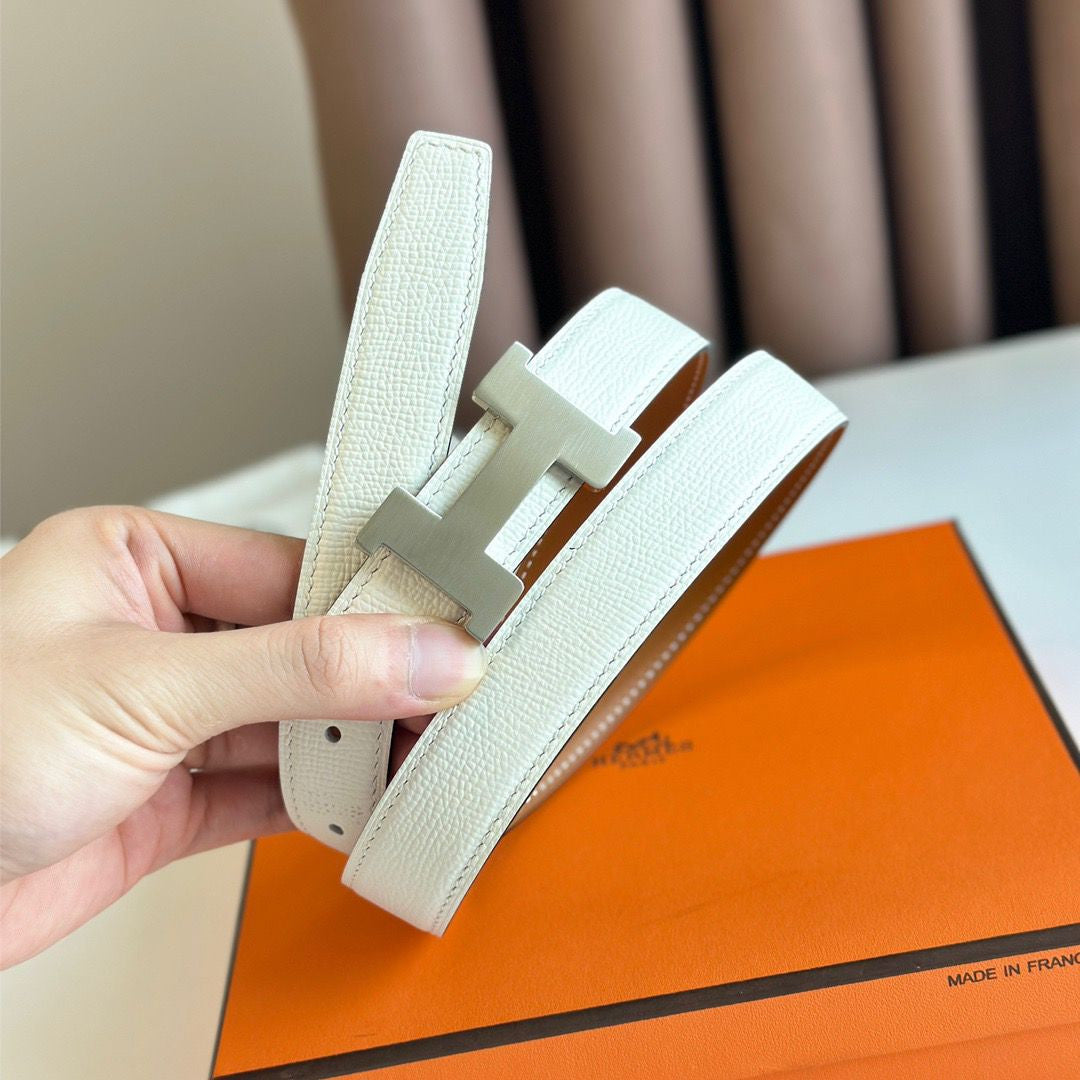 Hermes Mini Constance 24mm Belt in White Epsom Leather and Gold Swift Leather