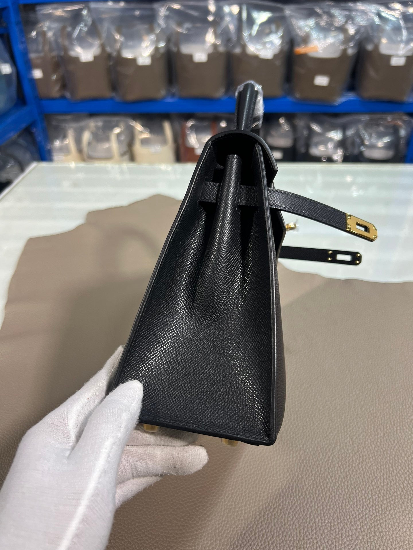 Hermes Kelly Epsom black leather