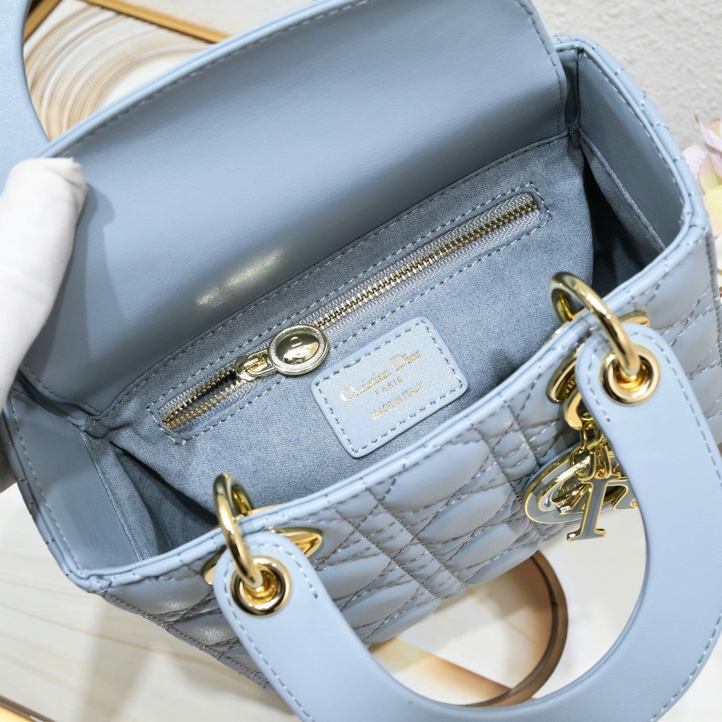 Mini Lady Dior Blue Bag