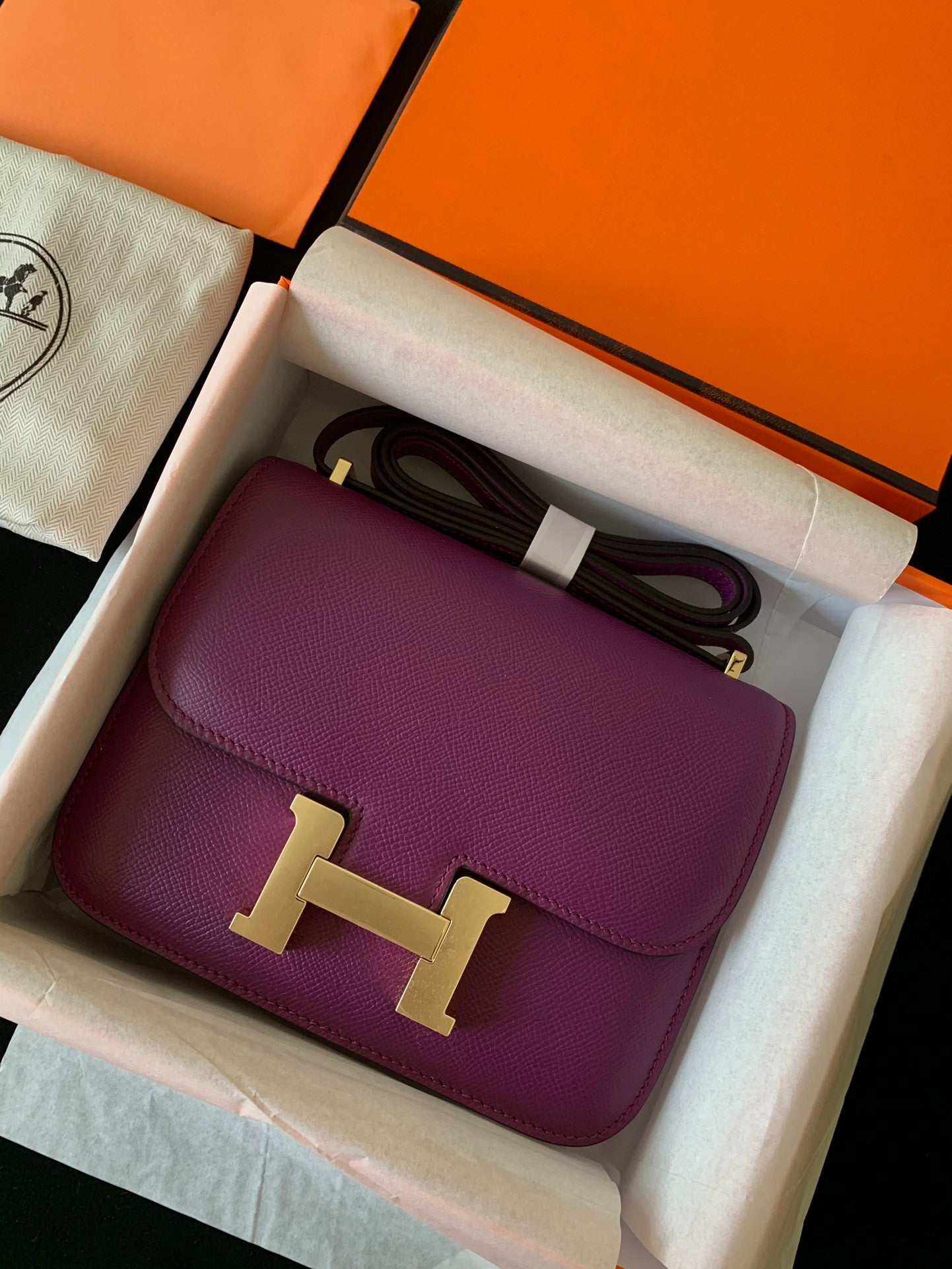 Hermes Constance bag purple