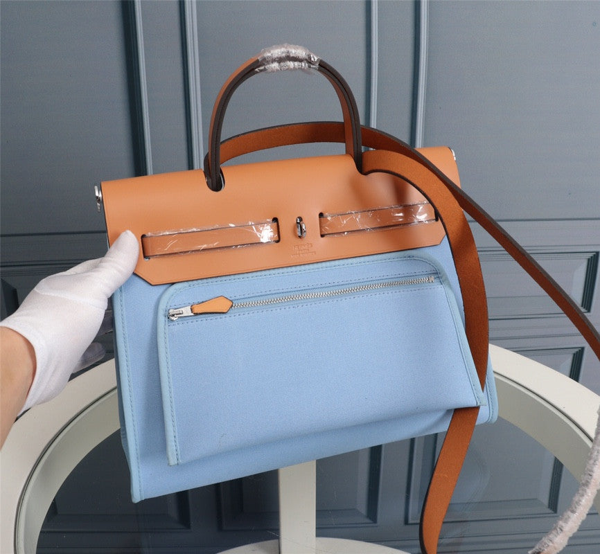 Hermes Herbag blue canvas