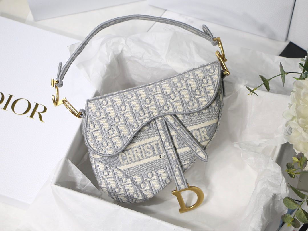 Dior Saddle Bag In Grey