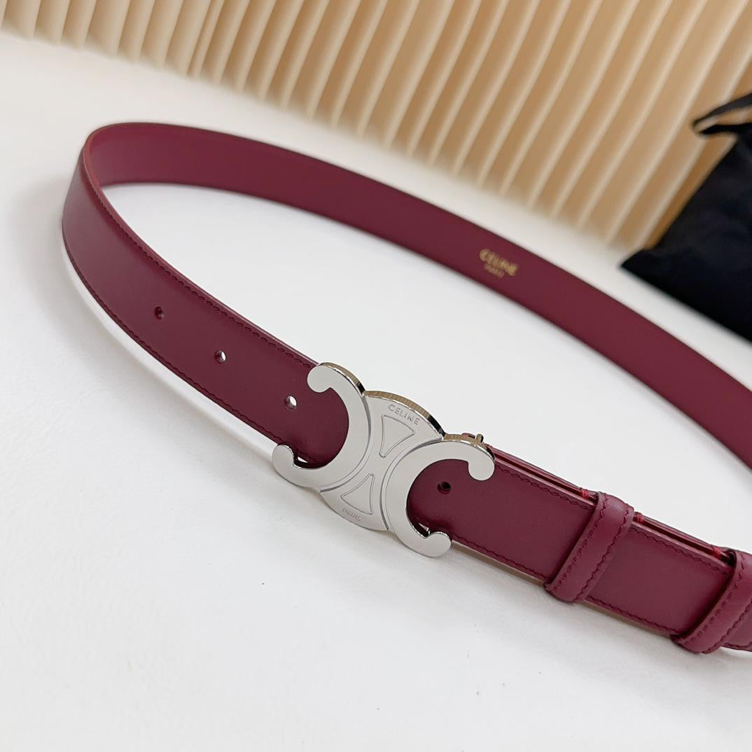Celine Leather Belt In Bordo
