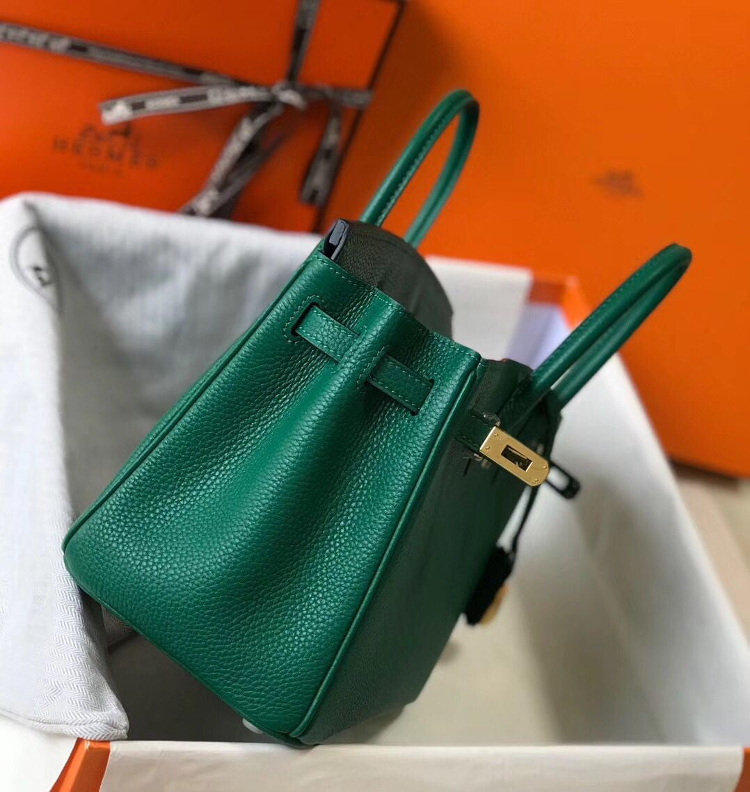 Hermes Birkin In Vert Vertigo Clemence Leather GHW