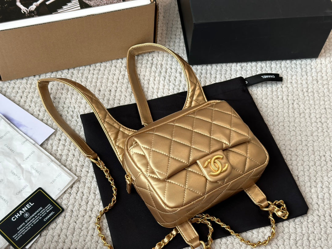 Chanel Backpack In Gold
