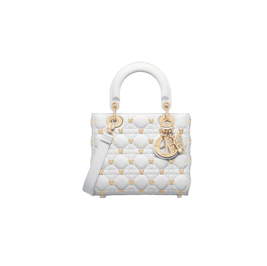 Small Lady Dior Bag With Butterfly Studs