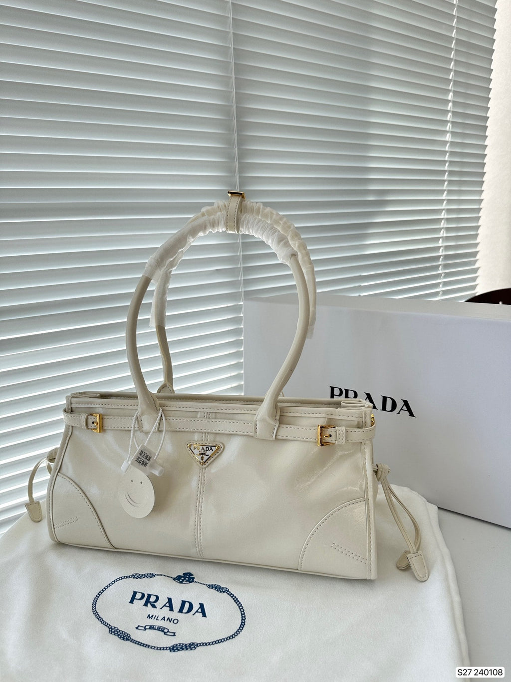 Prada Leather Handbag In White