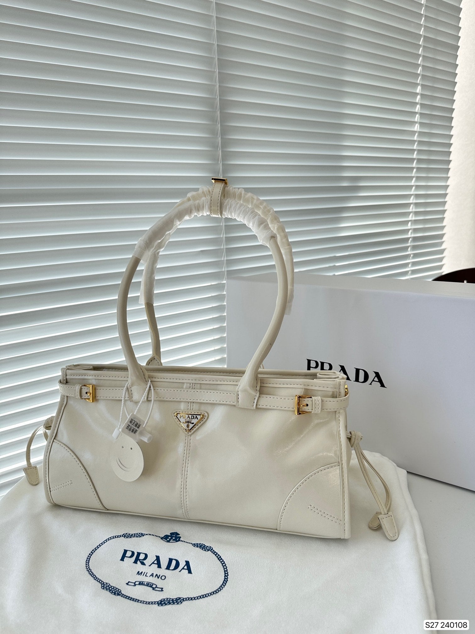 Prada Leather Handbag In White